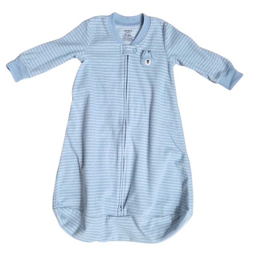 Carter's Boy's Blue Gray Baby Sleep Sack Swaddle Sleeper Pajamas 0-3 Months Bear